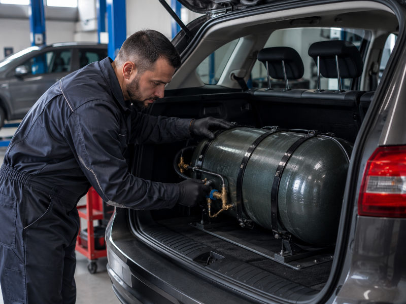 Controllo delle bombole di un’automobile alimentata a metano